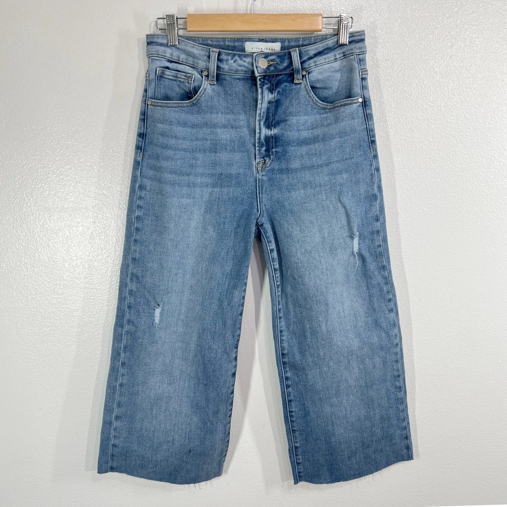 Risen High Rise Wide Cuffed Jeans 22" Inseam Petite Crop Capri Women 11 / 30